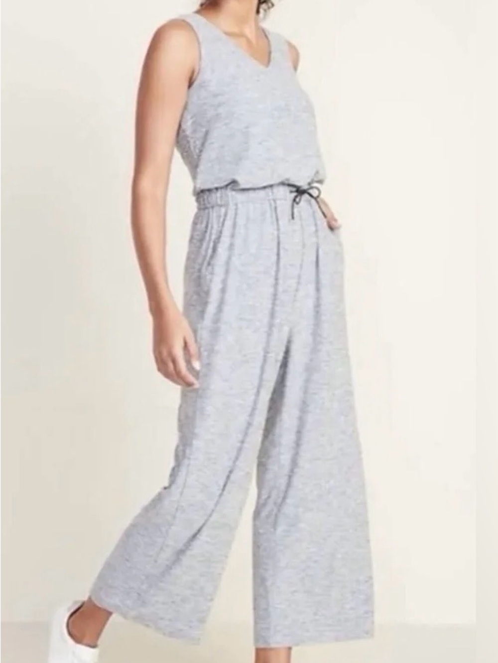 Old Navy Active Heathered Gray Sleeveless V-Neck Jumpsuit Size XL
